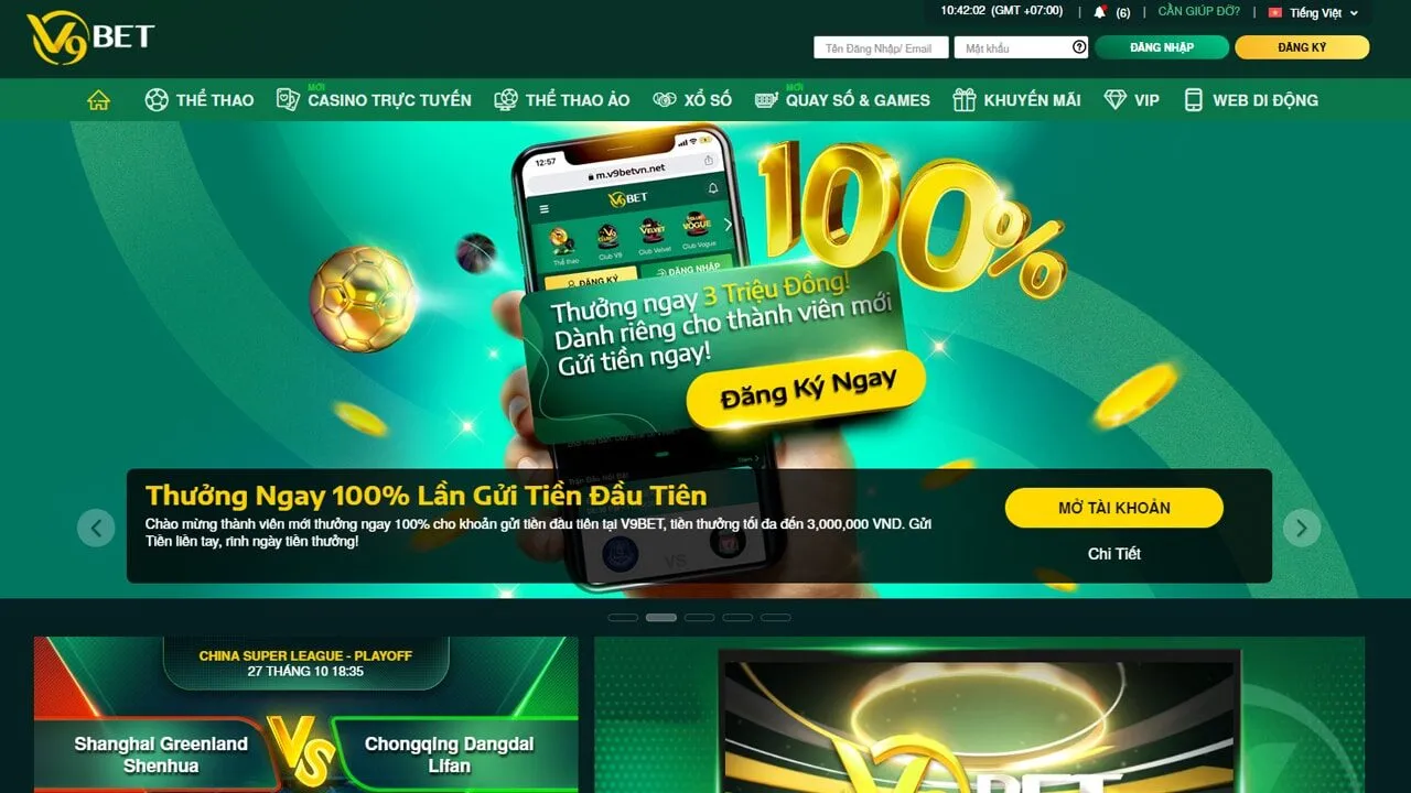 V9BET 🎖️ Nhà Cái Cá Cược Trực Tuyến V9BET Uy Tín Số 1 Châu Á 24 Khuyến mãi chỉ có tại v9bet điện thoại